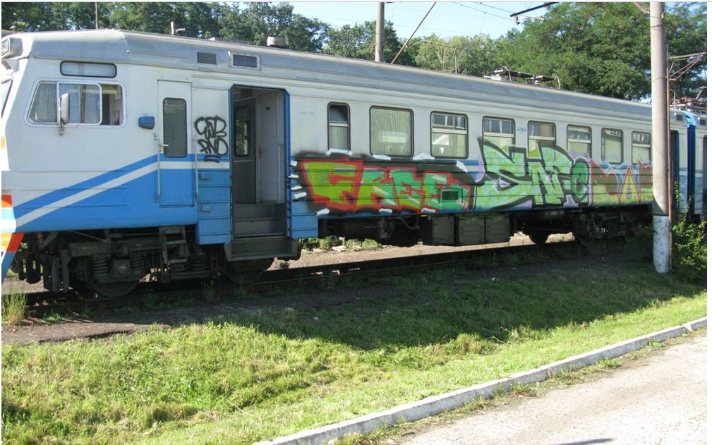 На станції Трускавець невідомі розмалювали вагони електропоїзда