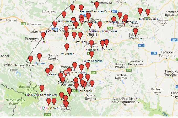 Где на Львовщине оборудовали места для пикников (карта)