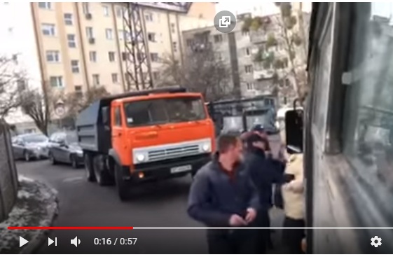 Во Львове полицейский толкнул женщину (видео)