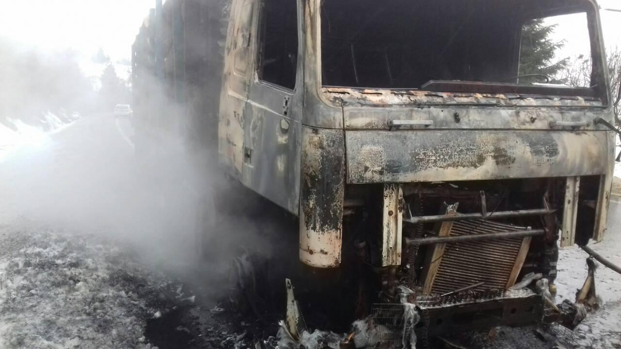 На Львівщині згоріла вантажівка (фото)