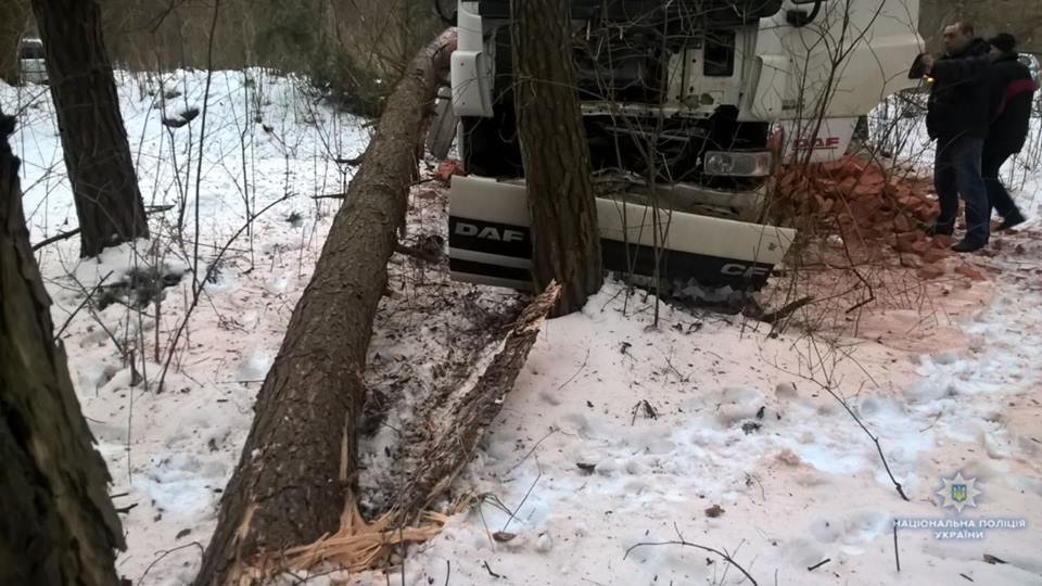 На Львівщині вантажівка в’їхала у дерево