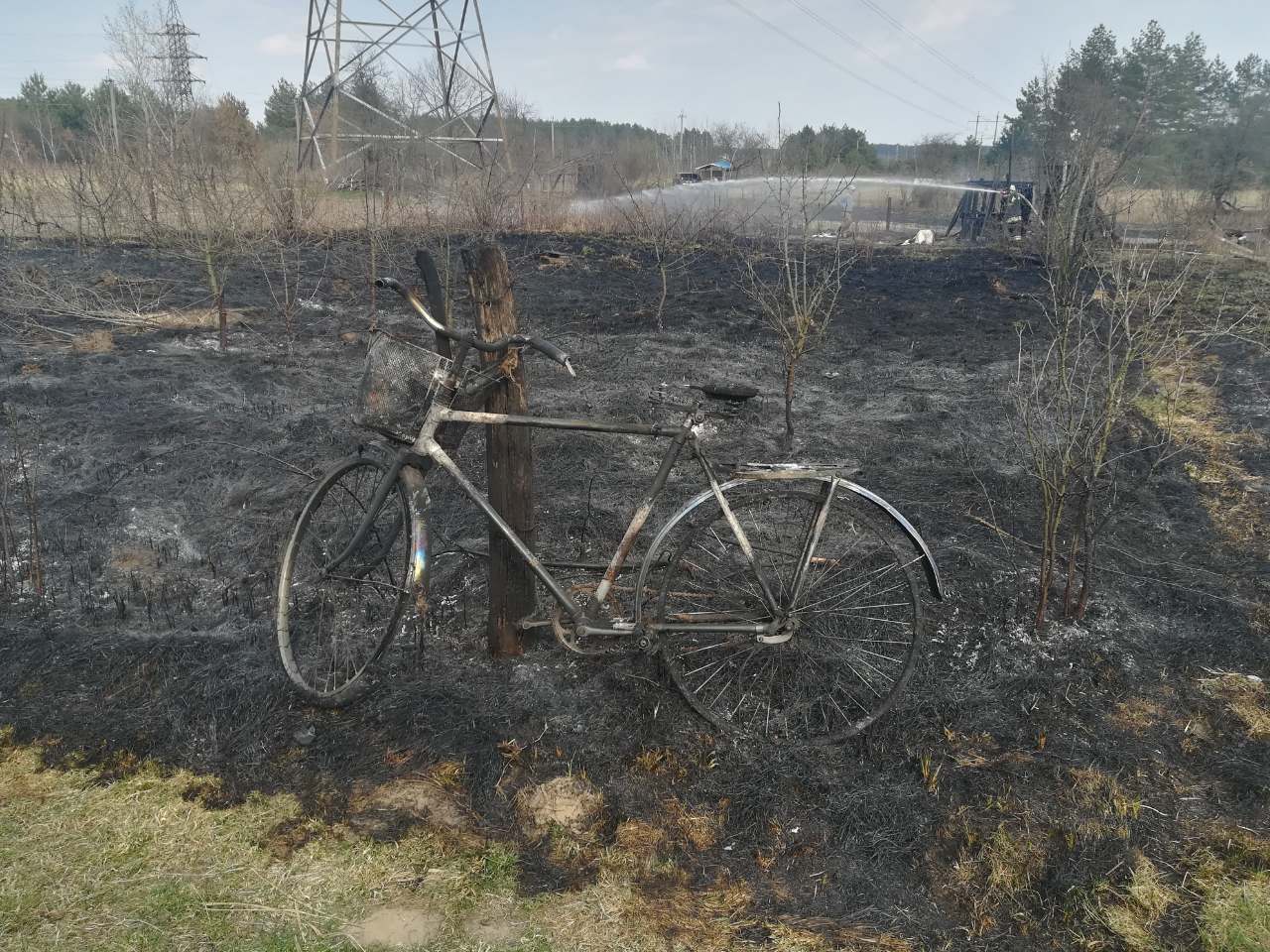 На Львівщині через палаючий сухостій згорів велосипед