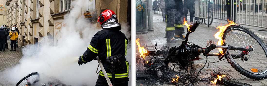 У Львові вогнеборці ліквідували пожежу в електровелосипеді